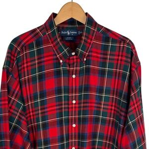 Ralph Lauren Blake Mens XXL Red Green Tartan Plaid Cotton Button Down Shirt
